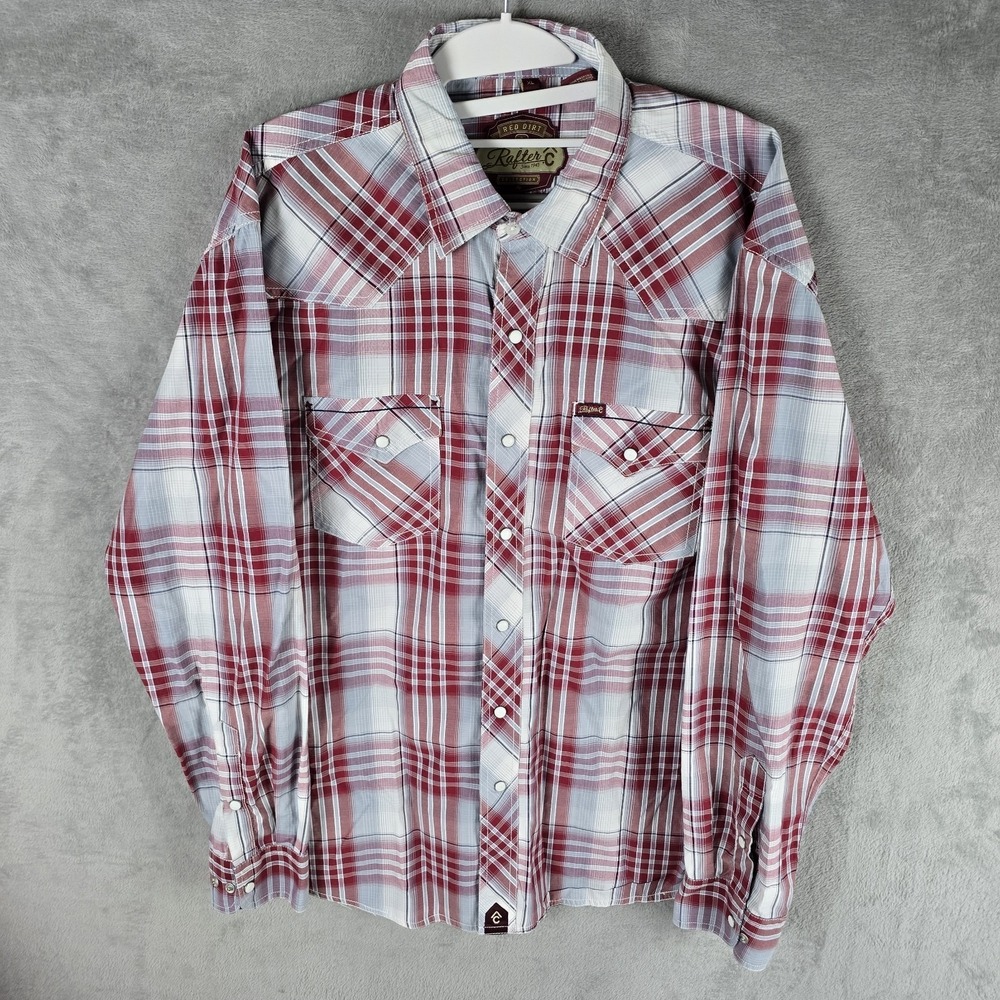 Rafter C Cowboy Collection Mens Pearl Snap Shirt Western Red Paisley Size XL